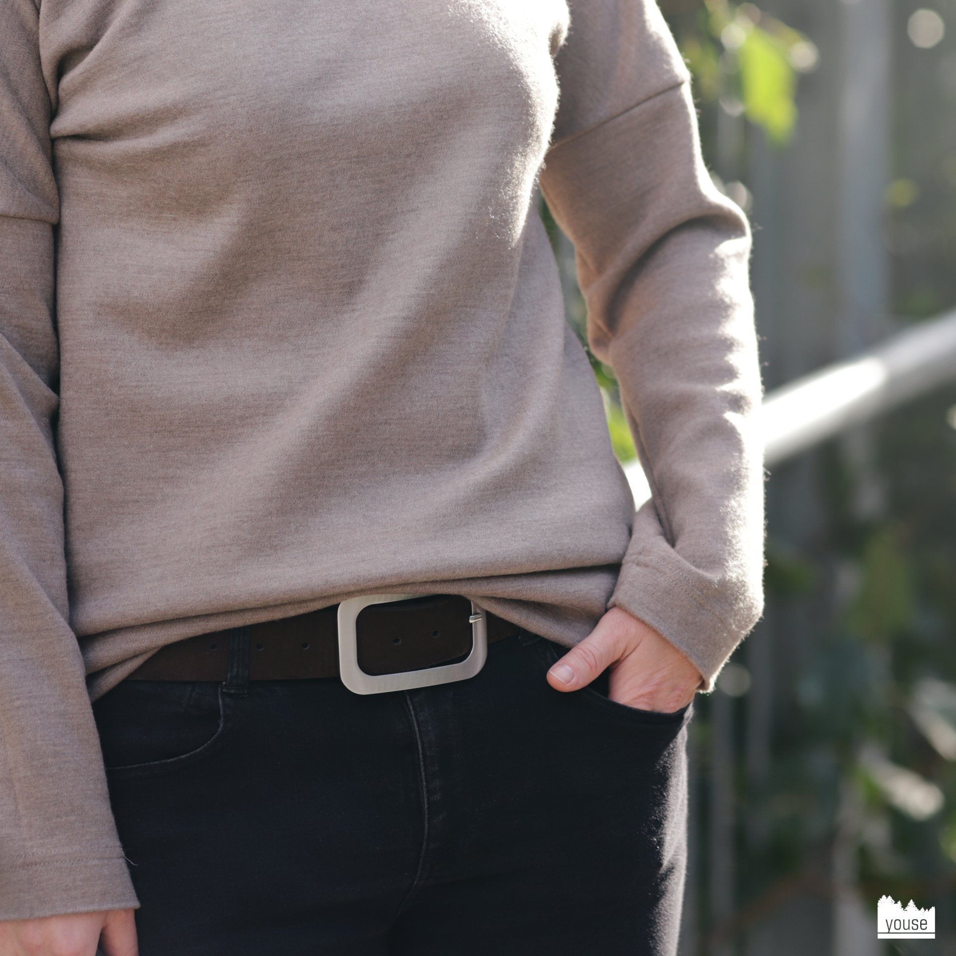 Preview: Shirt Aina aus Bio Merinowolle Gr. 38 taupe meliert