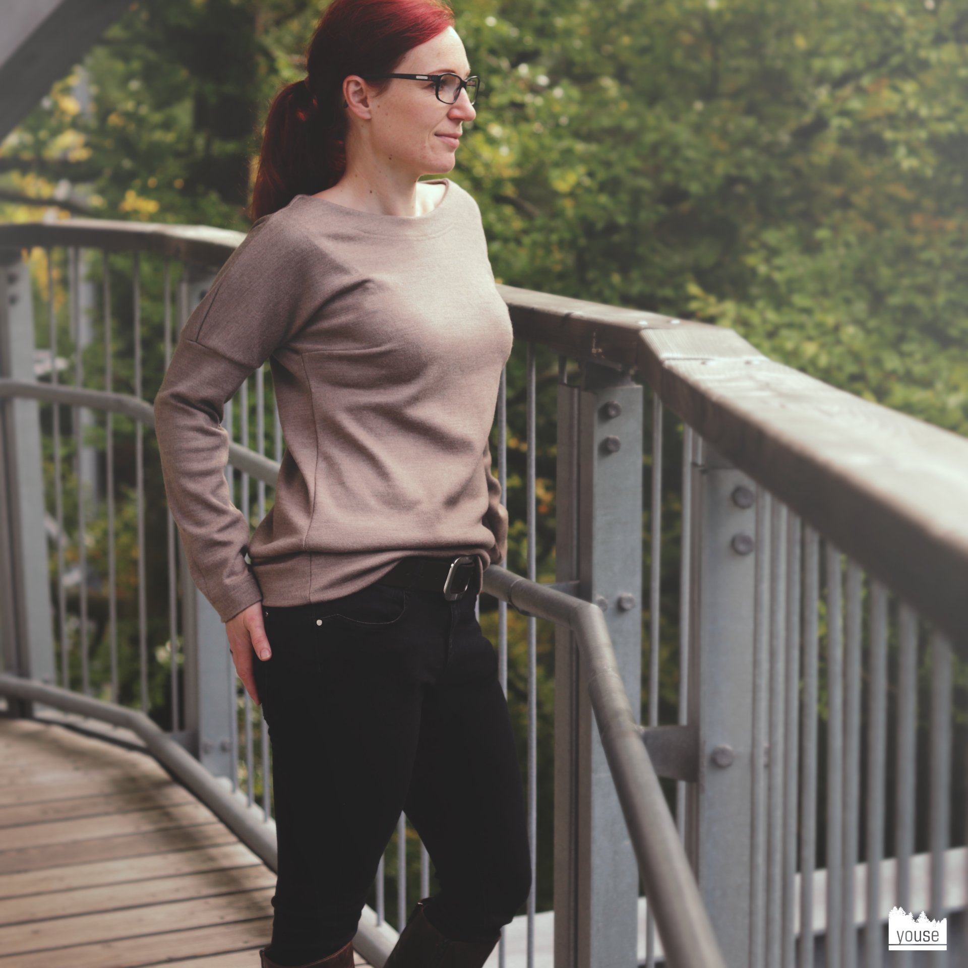 Shirt Aina aus Bio Merinowolle Gr. 38 taupe meliert