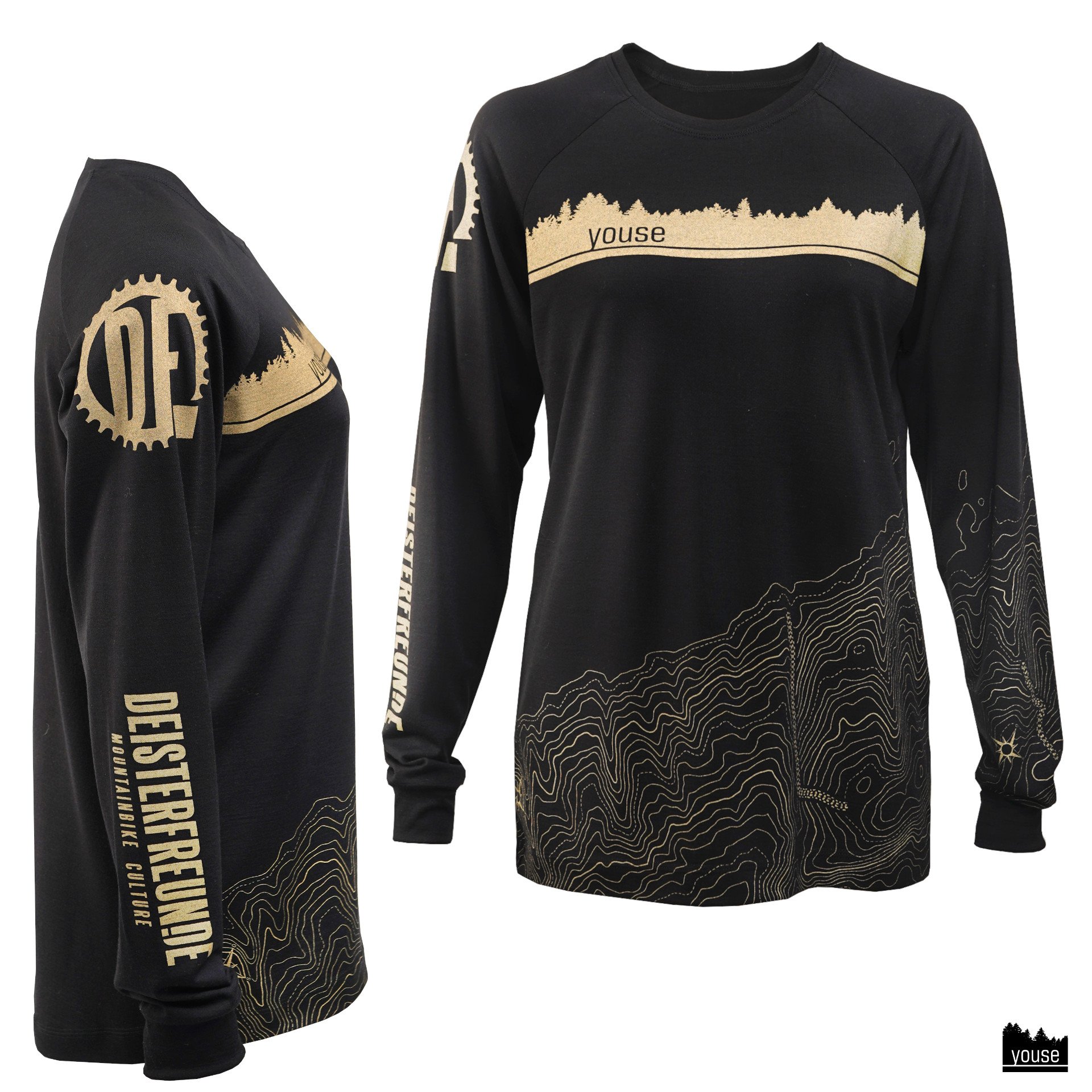 Damentrikot Deisterfreunde langarm schwarz/gold