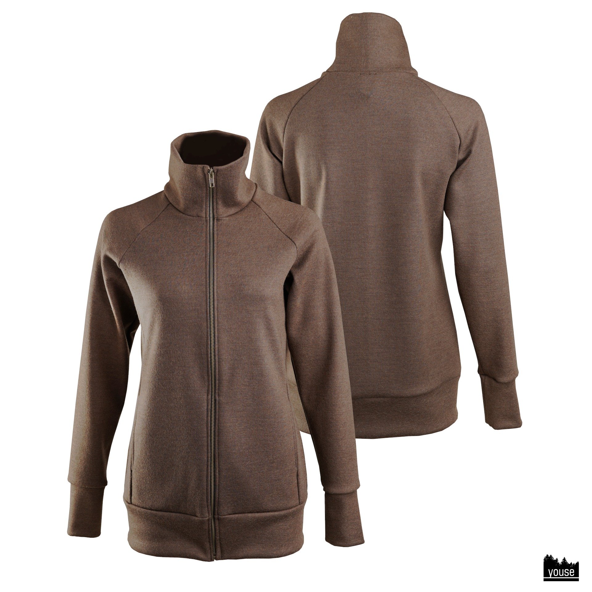 Preview: Bio Merinowolle Zipper Heja braun