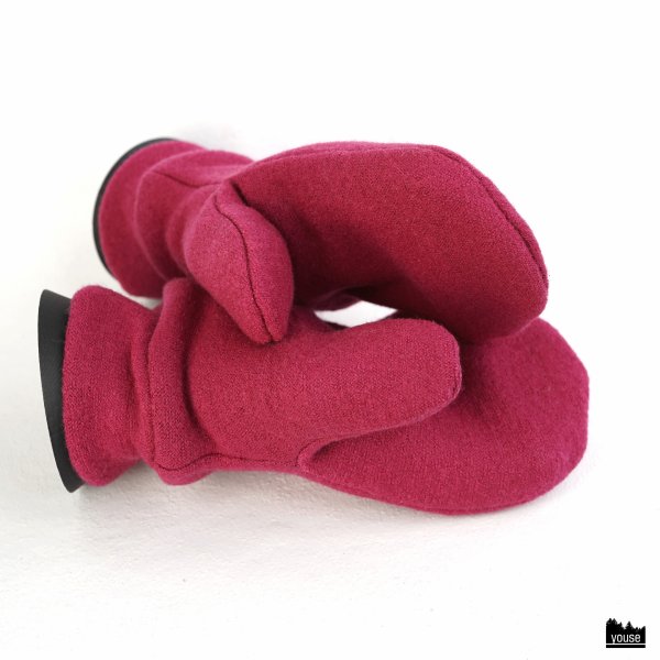 gefütterte Handschuhe aus Merinowalk samtrot