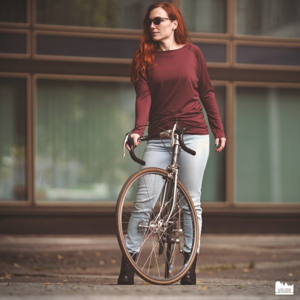 Shirt Kaja aus Bio Merinowolle Gr. M burgund