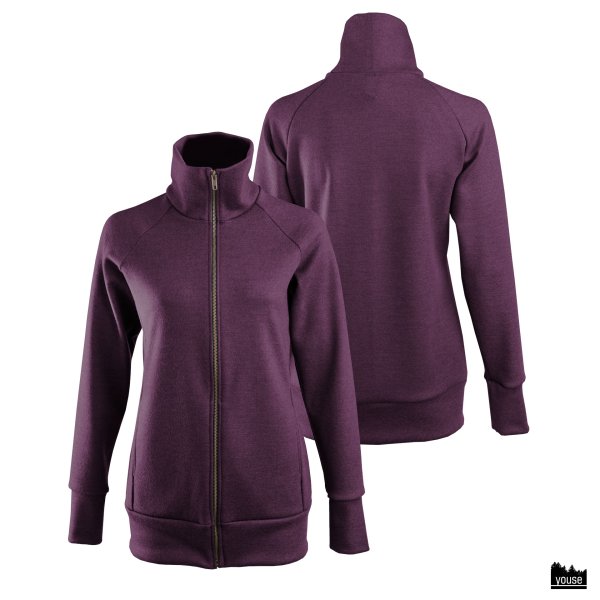 Bio Merinowolle Zipper Heja pflaumenrot